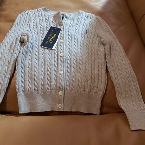 Polo by Ralph Lauren Light Gray Cable Knit Cardigan
